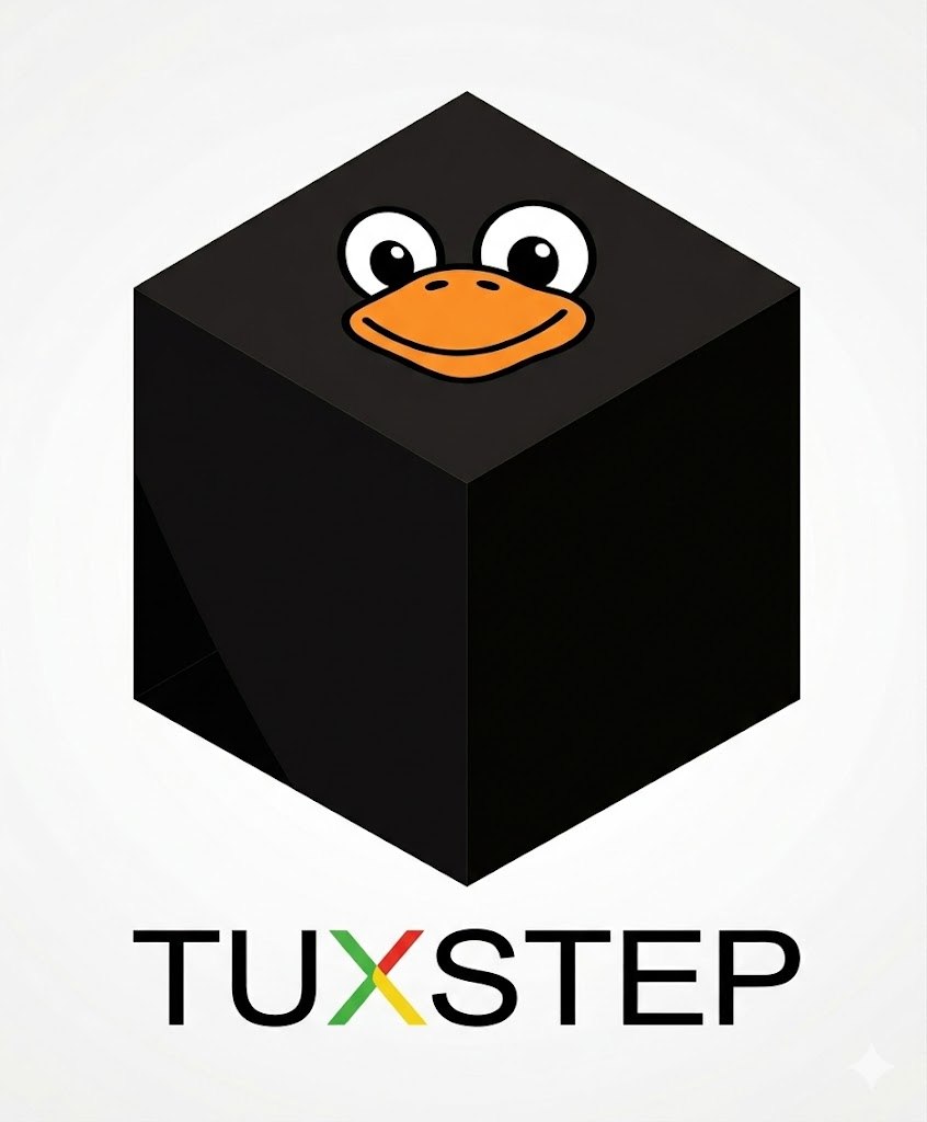 TuxSTEP — Tux atop a NeXT cube